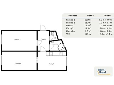 Prodej bytu 2+1 59 m² (Jednopodlažní)